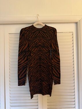 Jealous Tomato Brown and Black Tiger Print Knit Dress
